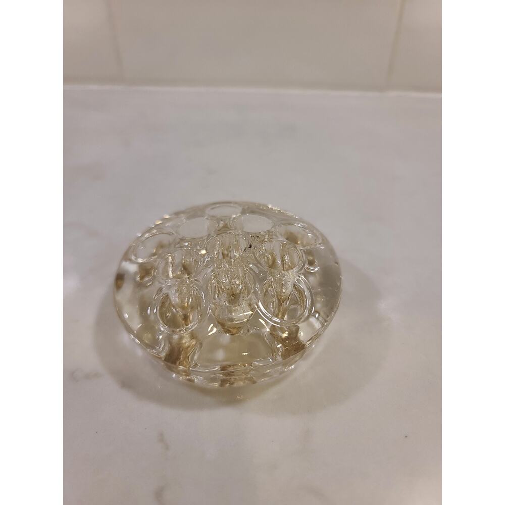 Vintage Glass Flower Frog -11 Hole Clear Floral Arranger - Sustainable Floristry